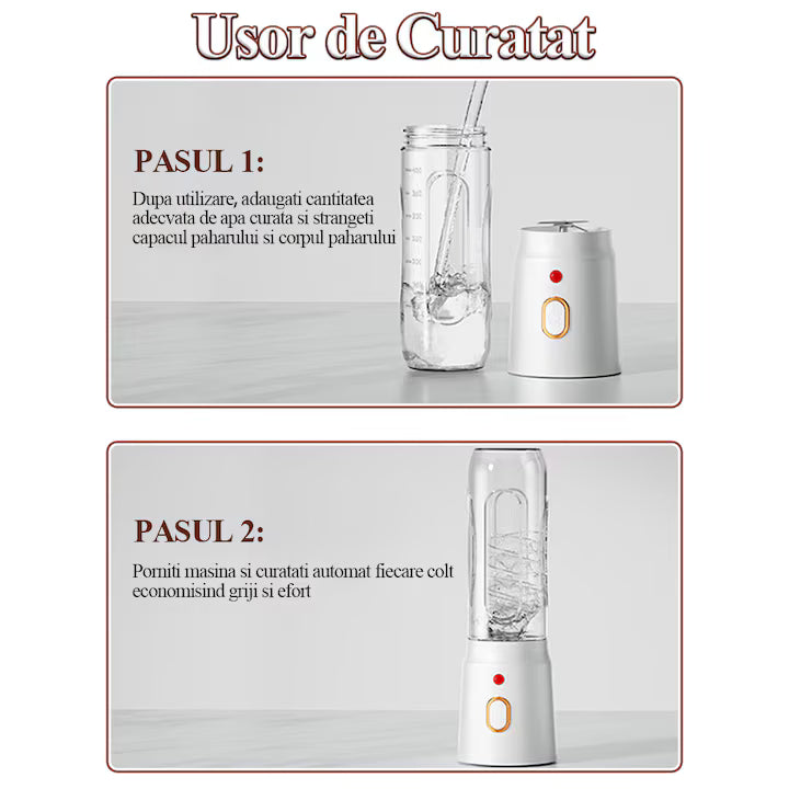 Produsnou Blender portabil multifunctional cu 10 lame, 21000RPM, 2 cupe (450ml si 150ml), potrivit pentru shake-uri si smoothie-uri