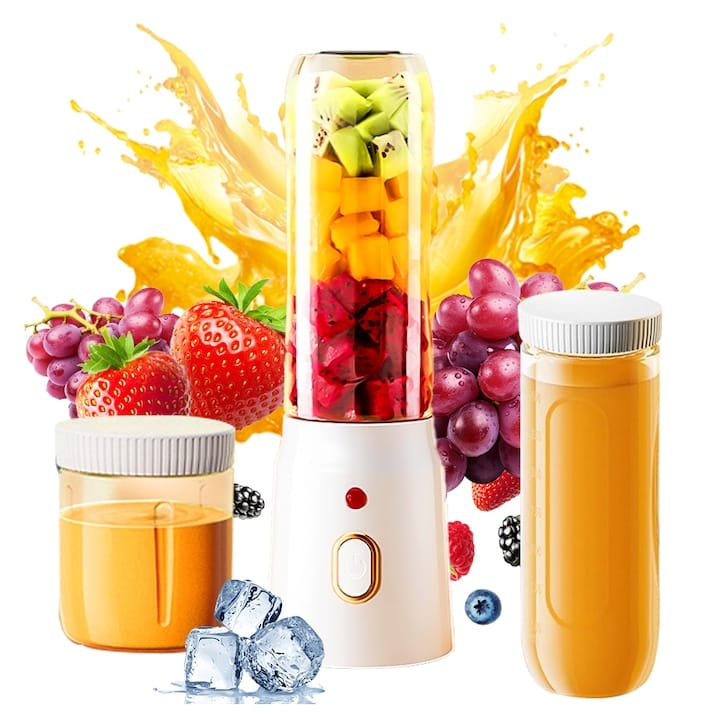 Produsnou Blender portabil multifunctional cu 10 lame, 21000RPM, 2 cupe (450ml si 150ml), potrivit pentru shake-uri si smoothie-uri