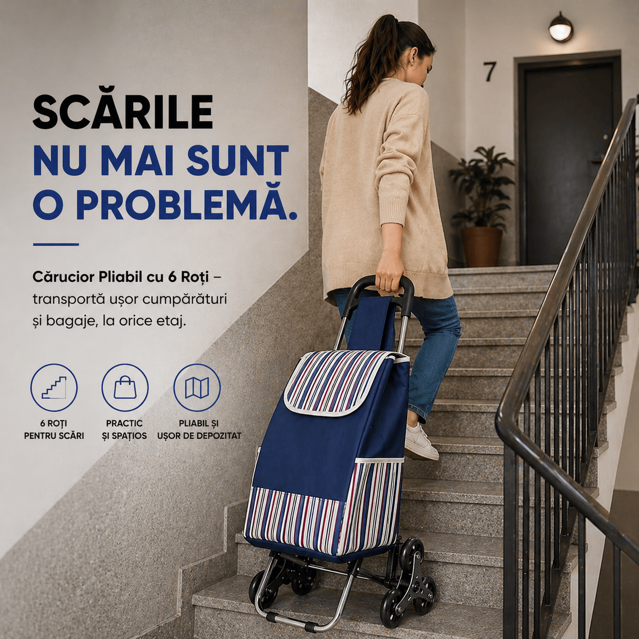 Produsnou Cărucior pliabil cu 6 roți