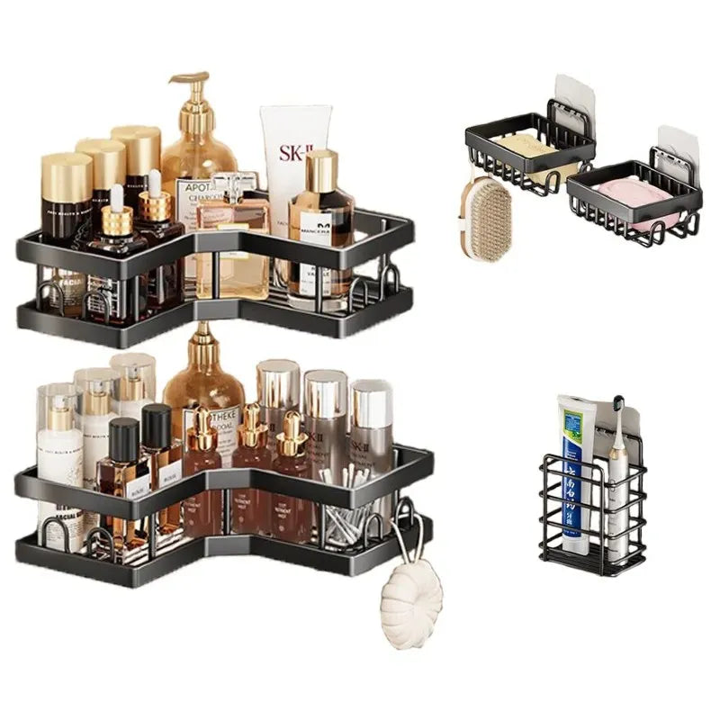 Produsnou Set 5 Etajere Baie, Raft Dus Colt, Otel Inoxidabil