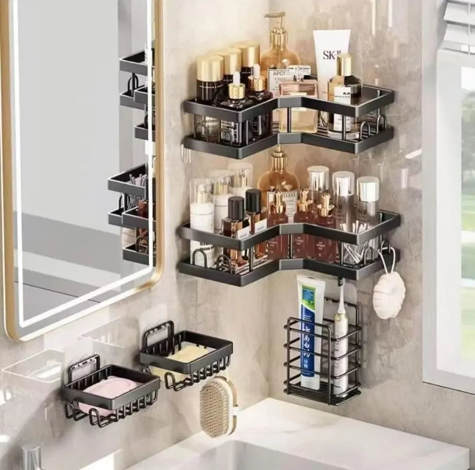 Produsnou Set 5 Etajere Baie, Raft Dus Colt, Otel Inoxidabil
