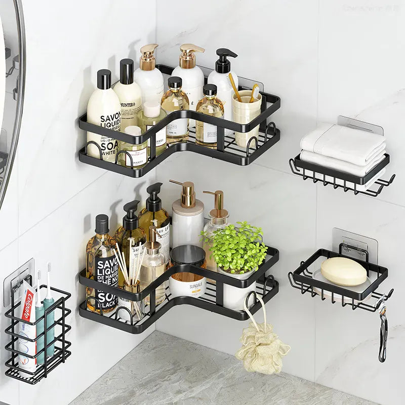 Produsnou Set 5 Etajere Baie, Raft Dus Colt, Otel Inoxidabil
